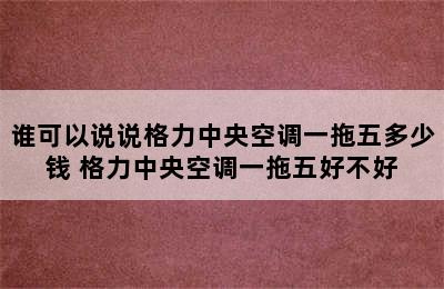 谁可以说说格力中央空调一拖五多少钱 格力中央空调一拖五好不好